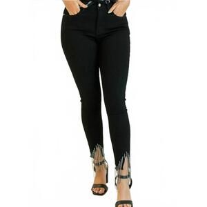 NEW SOUTHERN GRACE rhinestone dangles fitted jeans in black